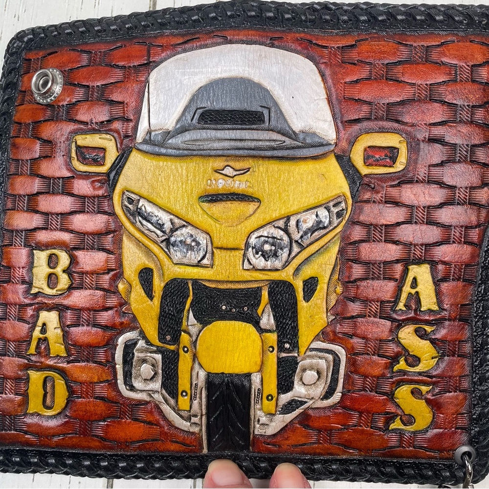 Genuine Leather Custom Biker Wallet - Picture 4 of 14